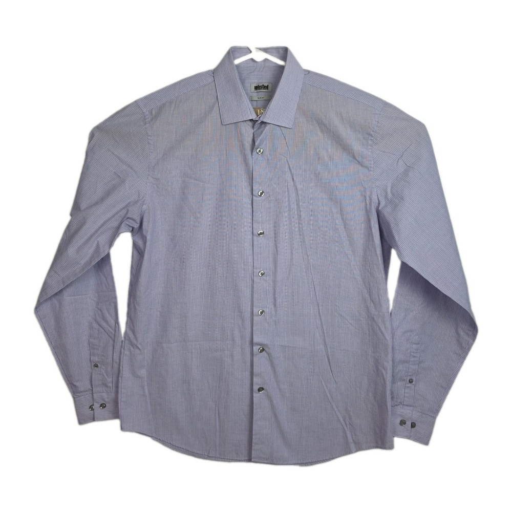 Unlisted Button-Up Shirt Men's‎ L 16-16 1/2 34/35 Slim Fit Blue/White Stripes